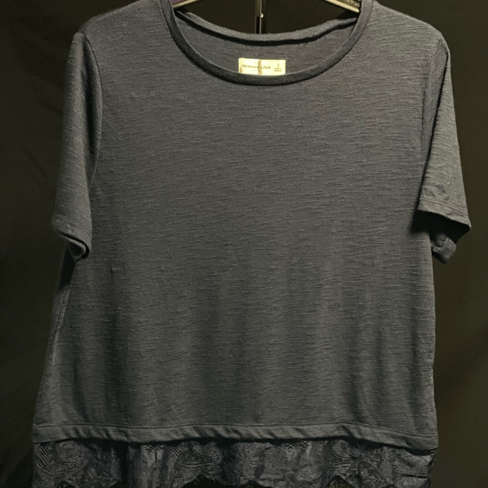 Abercrombie Blue Short Sleeve With Lace Shirt